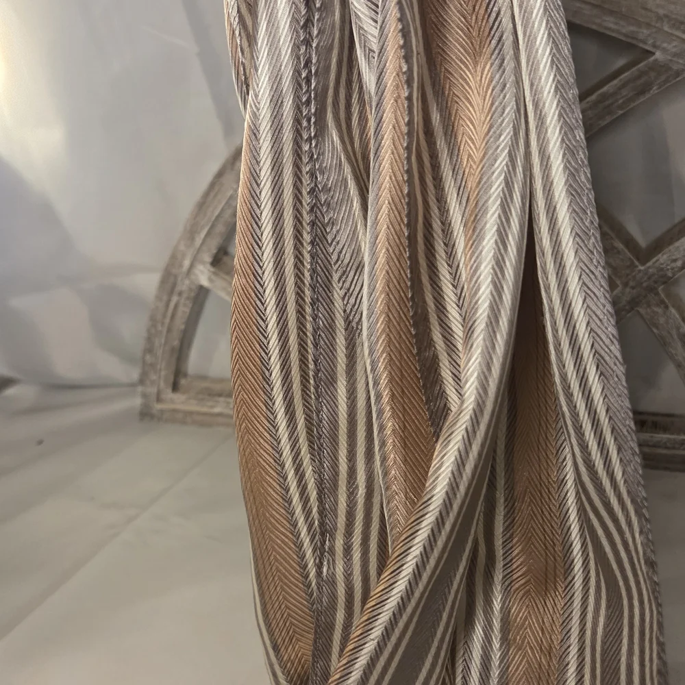 Oscar de la Renta Striped Silk-Feel Scarf – Designer Neutral Chic